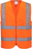 Vesta reflectorizanta cu bretele si banda Hi-Vis Portwest, cu fermoar, portocaliu